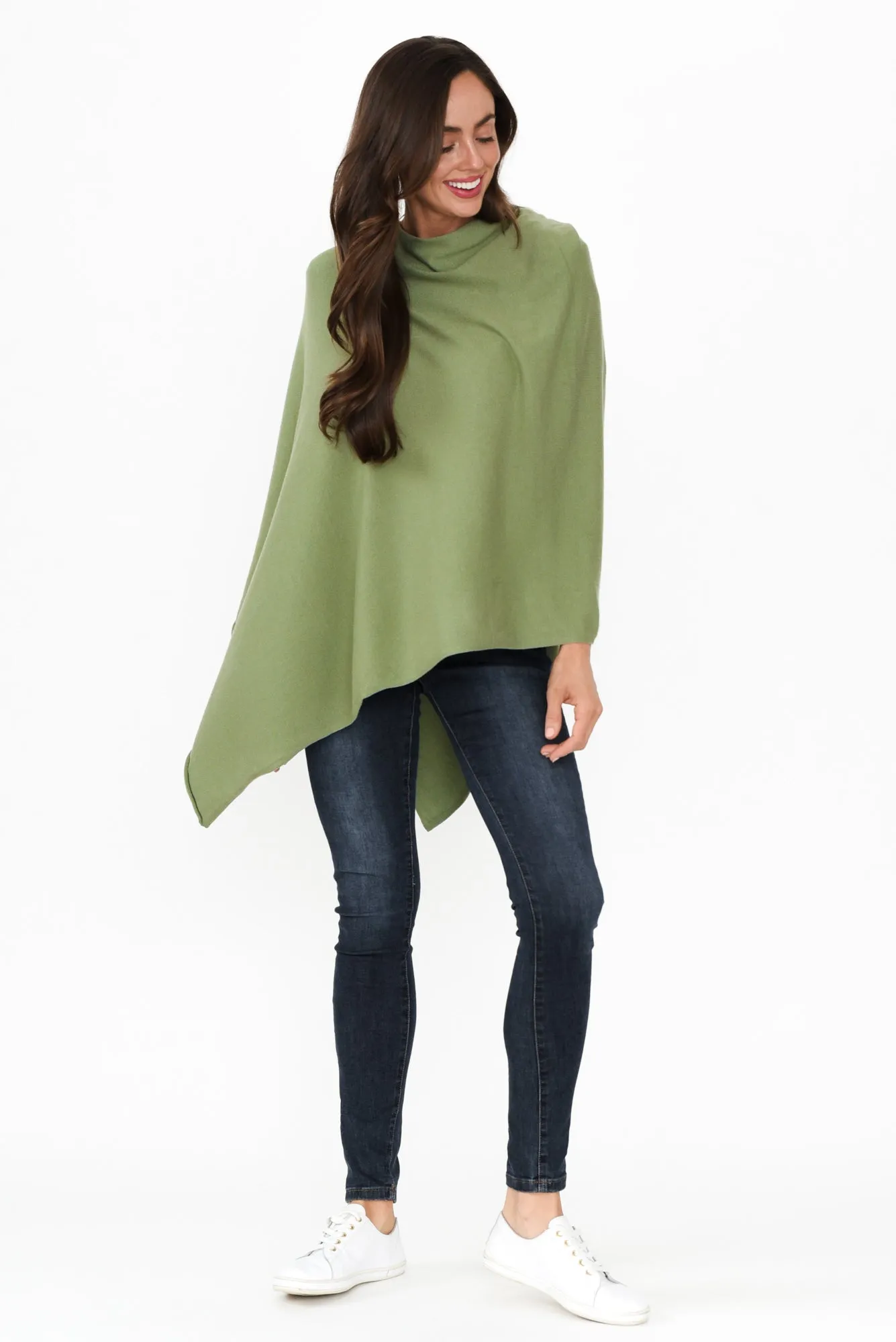 Amy Olive Wool Blend Poncho