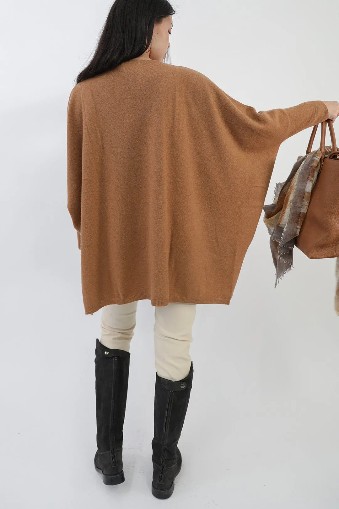 ANITA LONG SLEEVE PONCHO IN PURE CASHMERE MERINO