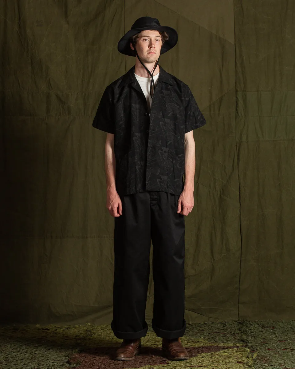 Black Chino Wide Gurkha Pants - Midnight Black