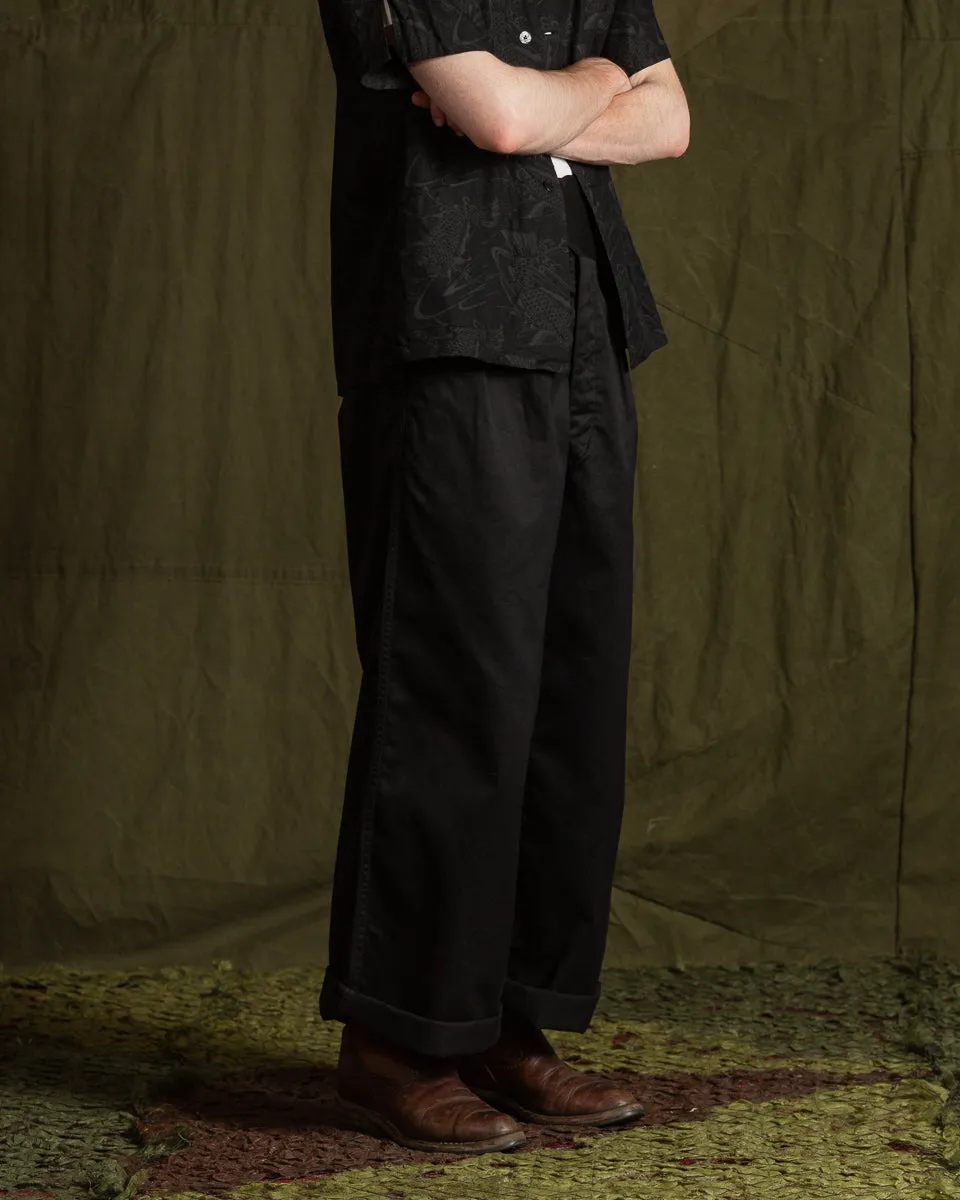 Black Chino Wide Gurkha Pants - Midnight Black