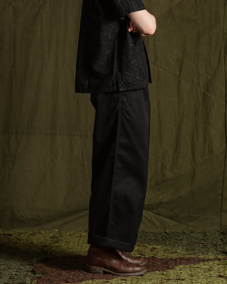 Black Chino Wide Gurkha Pants - Midnight Black