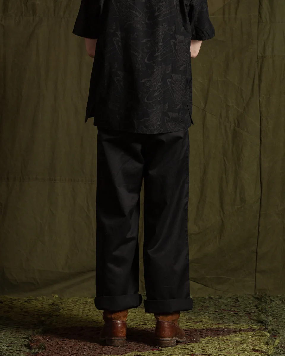 Black Chino Wide Gurkha Pants - Midnight Black