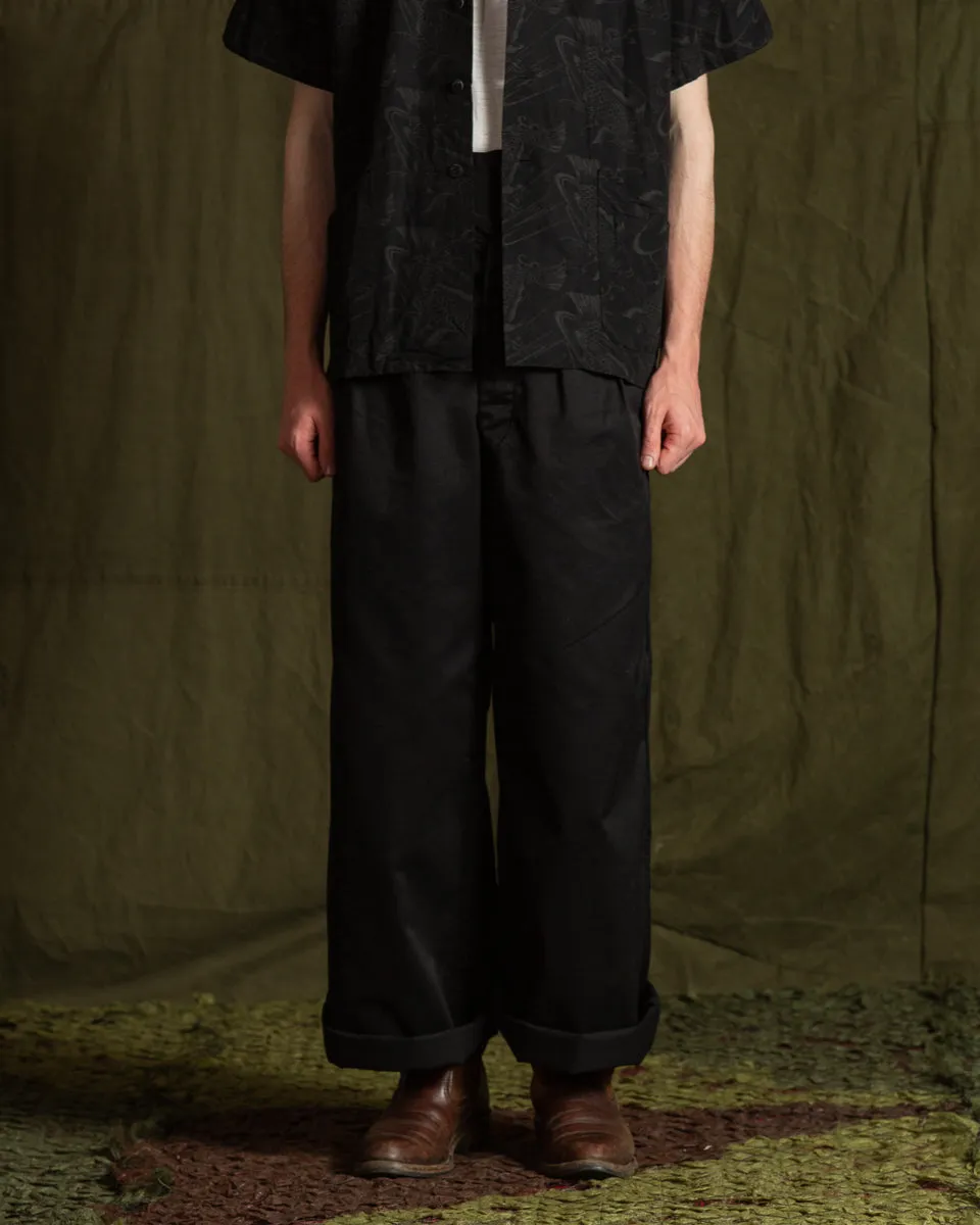 Black Chino Wide Gurkha Pants - Midnight Black