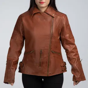 Brenda Brown Leather Biker Jacket