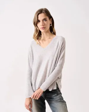 Camille V Neck Sweater Light Heather Grey