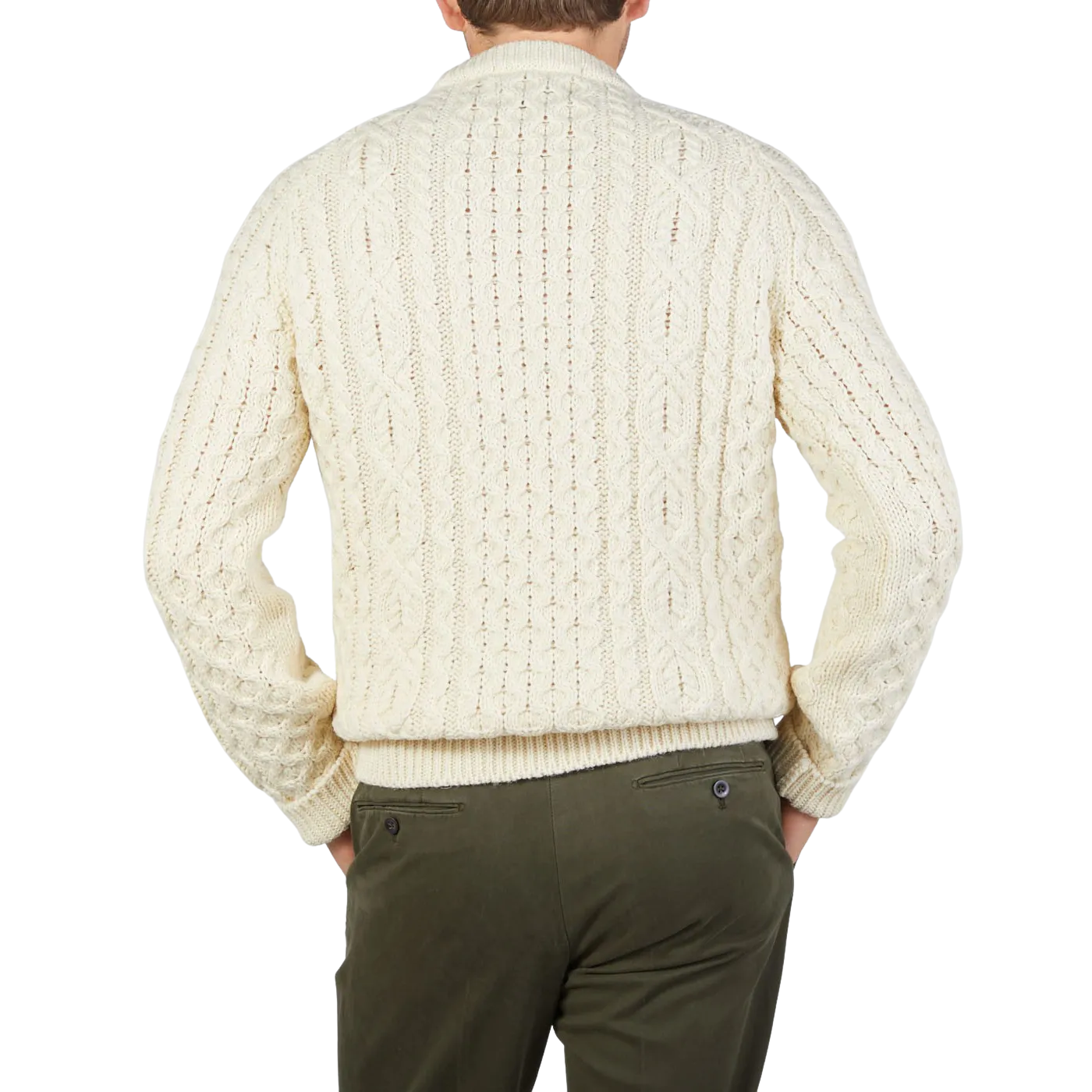 Ecru Merino Wool Hudson Aran Jumper