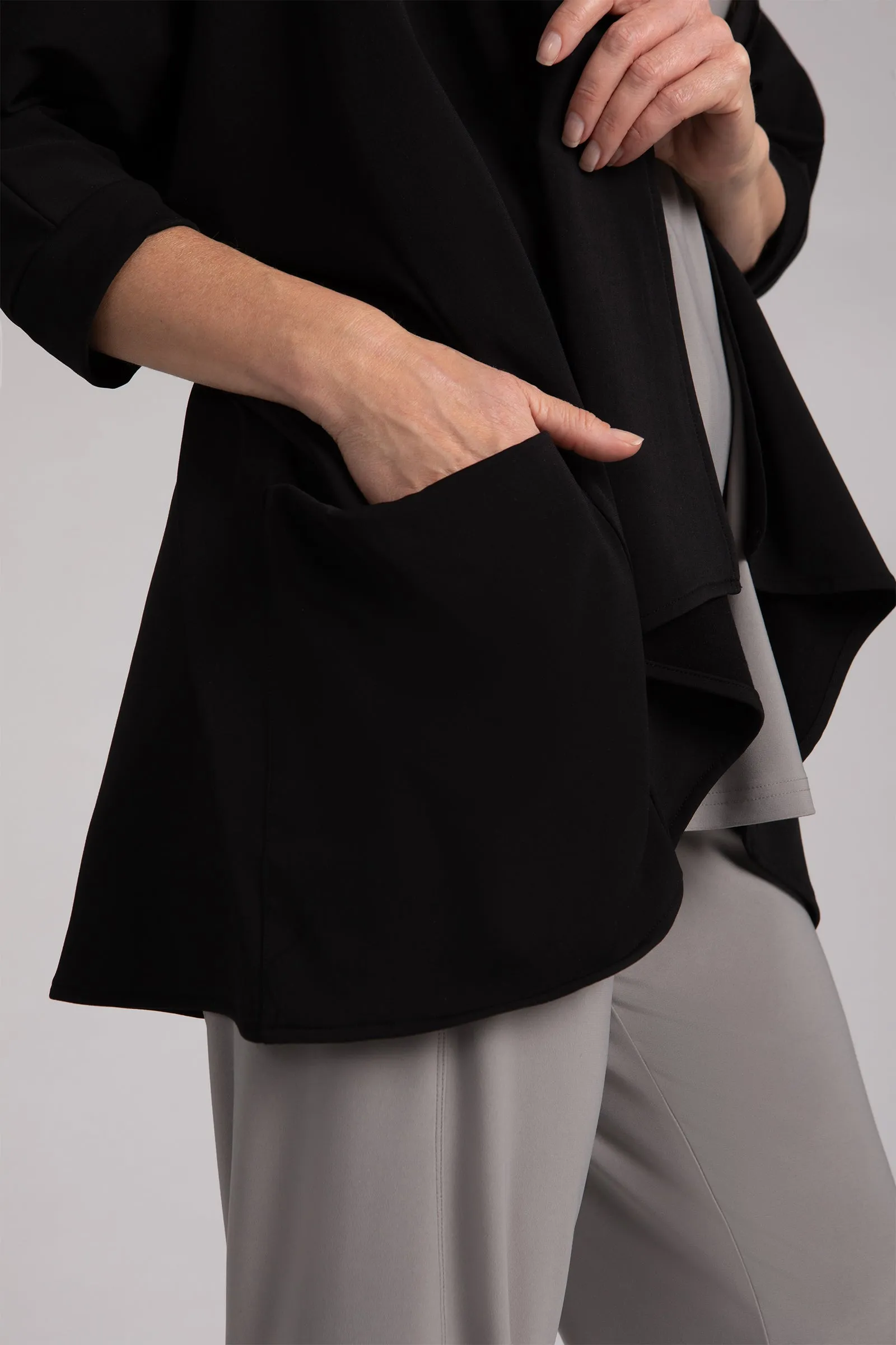 Fleece Back Jersey Matrix Cardigan | Black