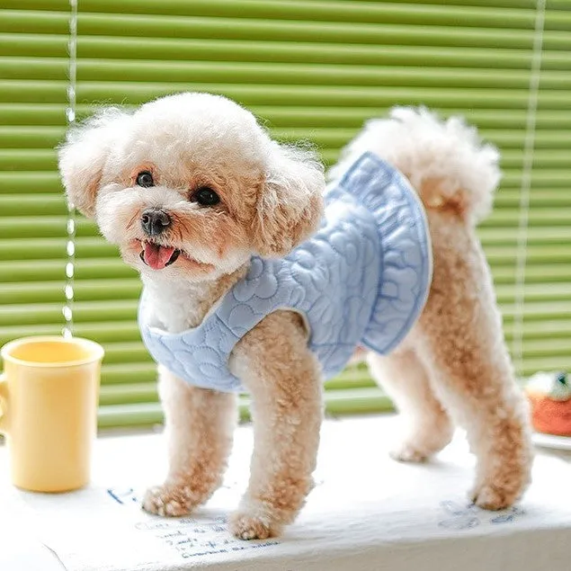 Flower Stitch Fleece Pearl Button Pet Jacket