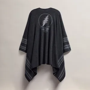 Grateful Dead Recycled Cashmere Poncho - Coal/Flannel/Heather Grey