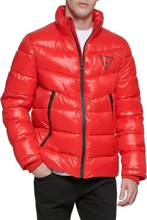 GUESS Men's Mid-Weight Puffer Jacket with Removable Hood