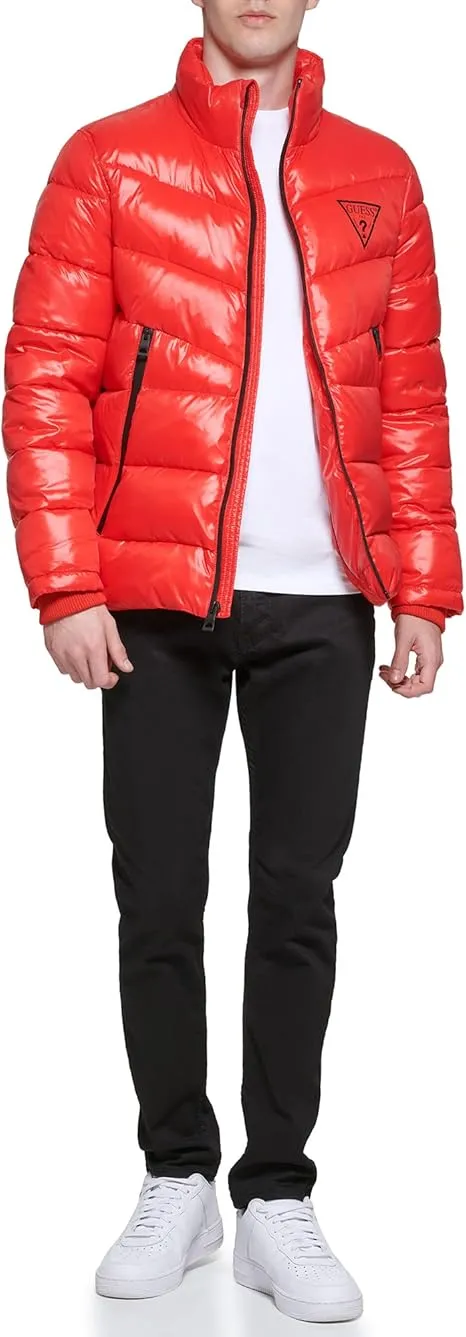 GUESS Men's Mid-Weight Puffer Jacket with Removable Hood