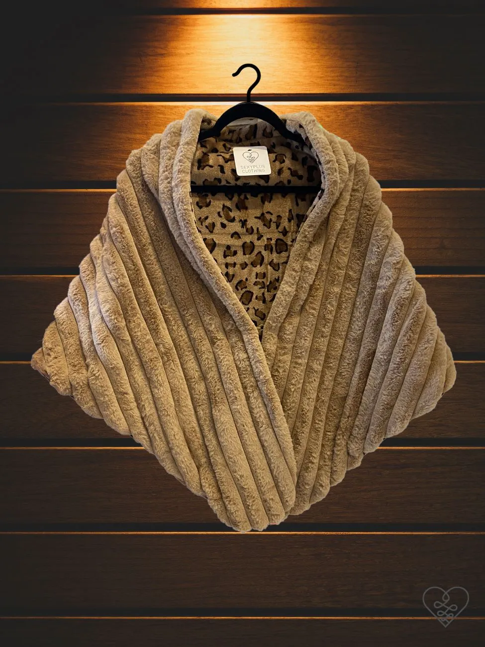 Handmade Reversible Plus Size Faux Fur Stole in Caramel