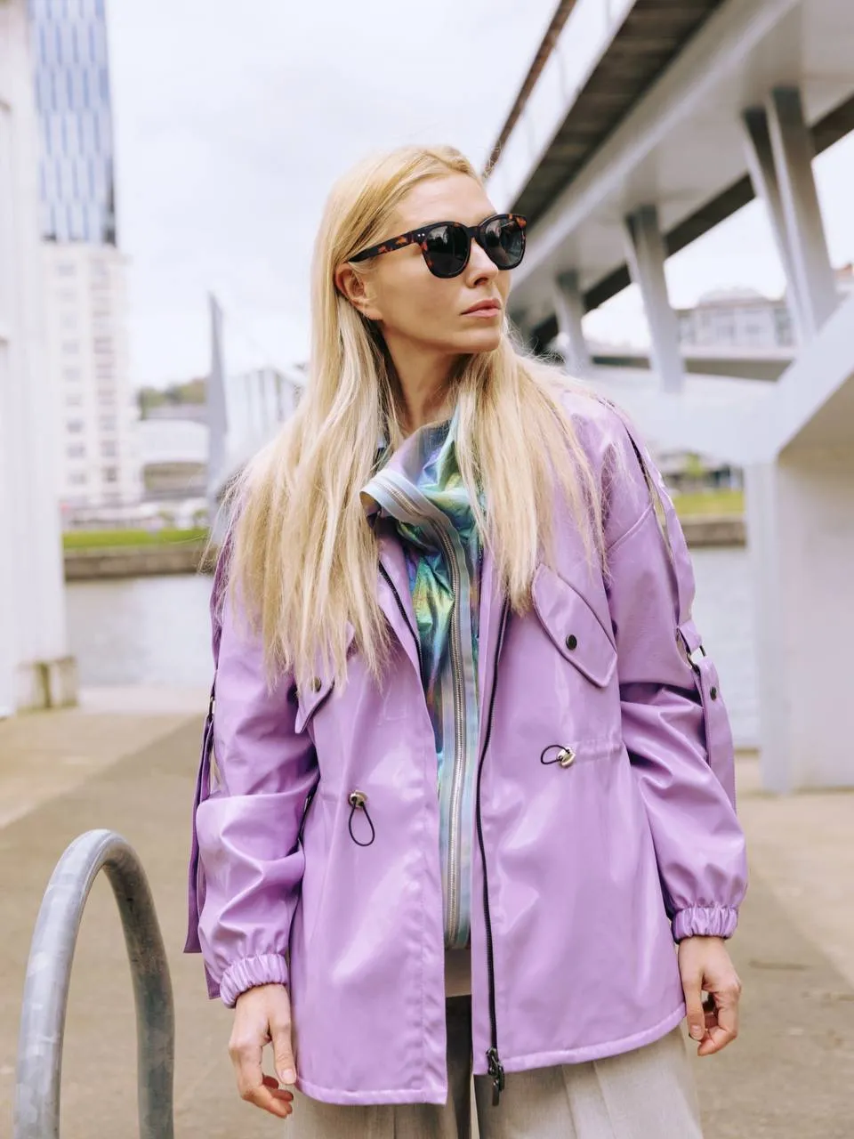 Hooded Lacquer Jacket Lavender