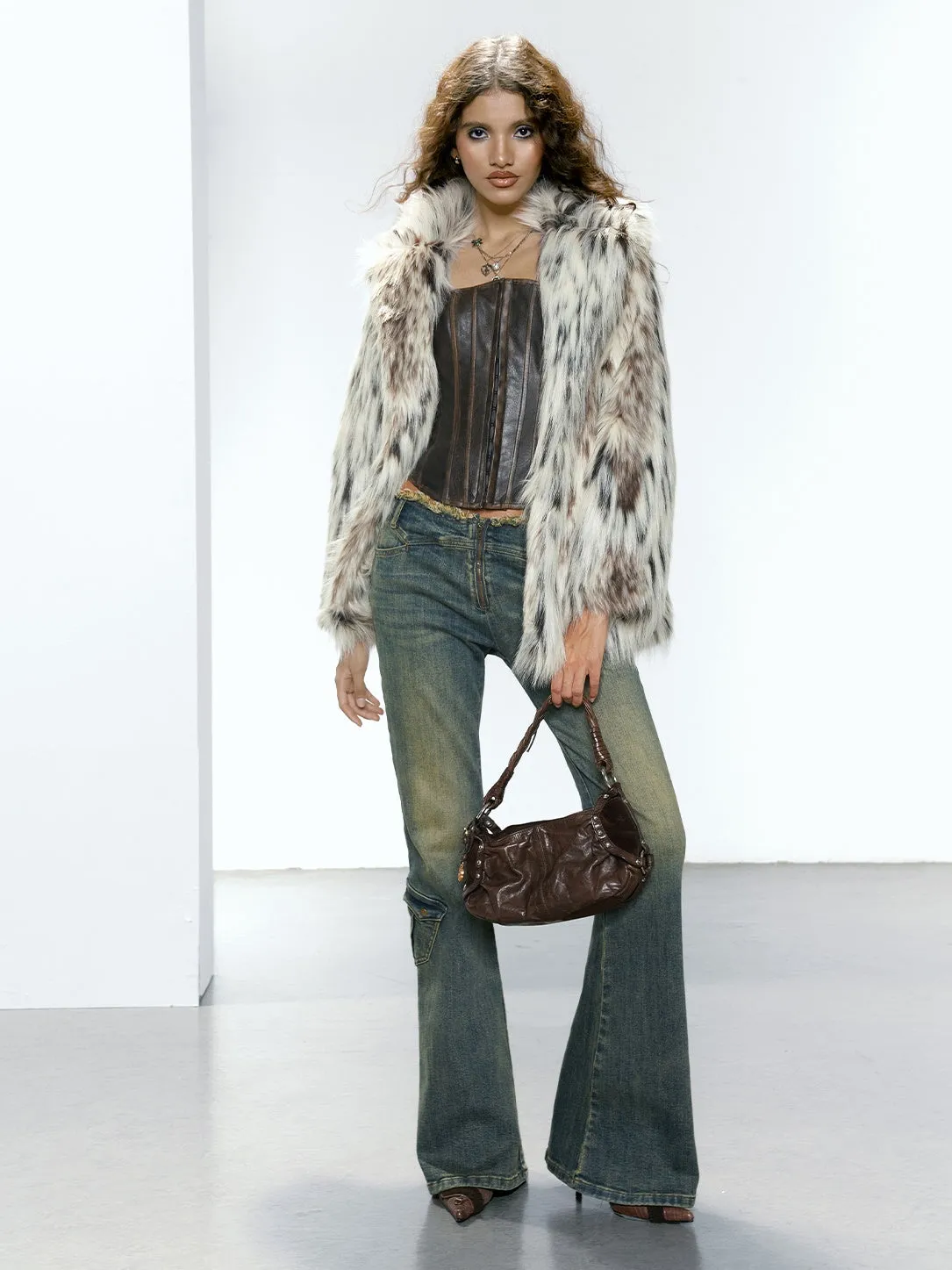 Leopard Eco-friendly Fur Half Coat