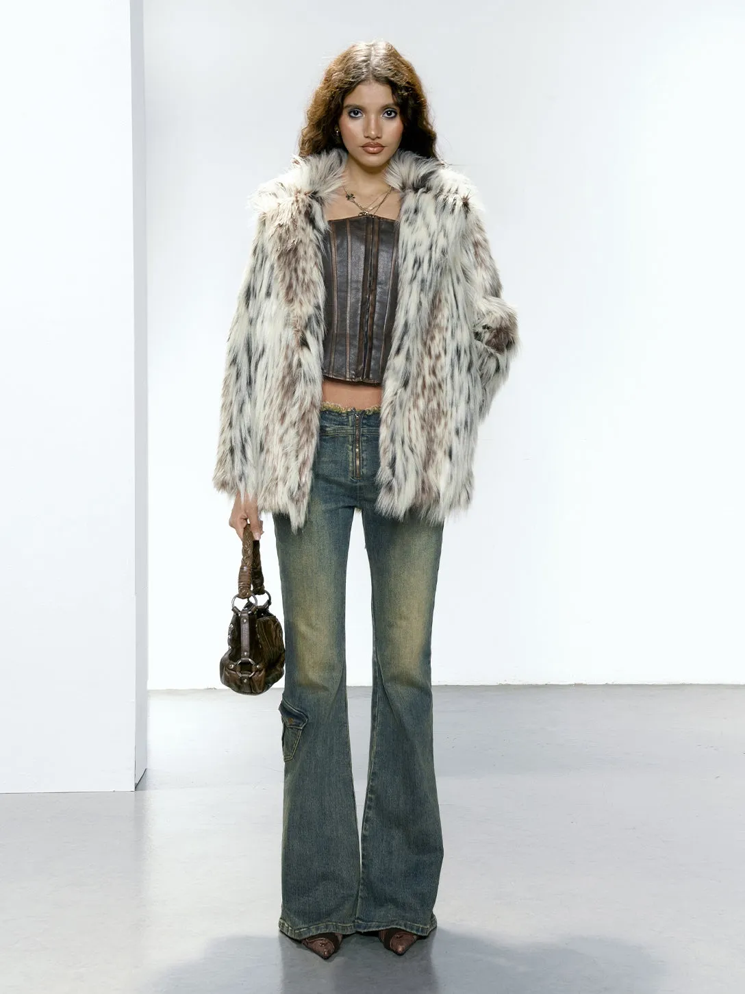 Leopard Eco-friendly Fur Half Coat