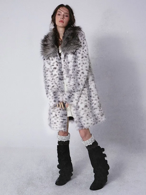 Leopard Print Mid-length Eco-friendly Fur Coat