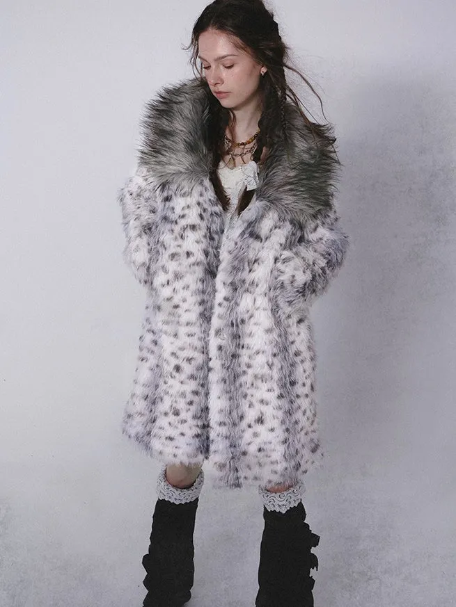 Leopard Print Mid-length Eco-friendly Fur Coat