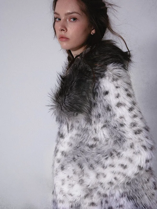 Leopard Print Mid-length Eco-friendly Fur Coat