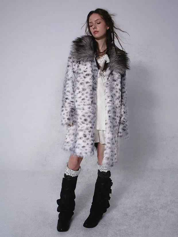 Leopard Print Mid-length Eco-friendly Fur Coat