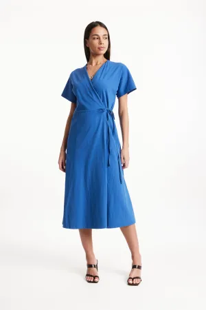 Leora Wrap Dress in Blue