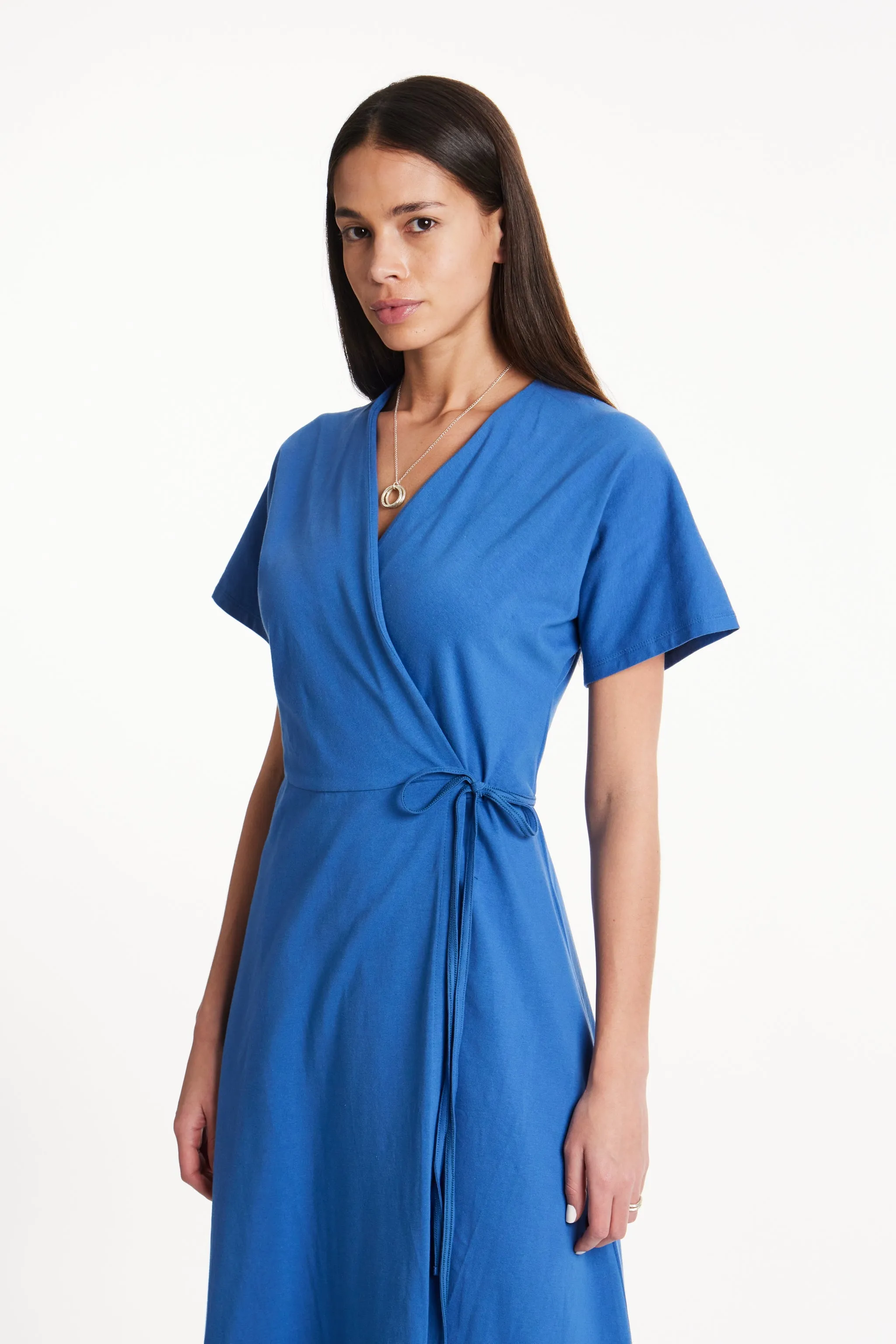 Leora Wrap Dress in Blue