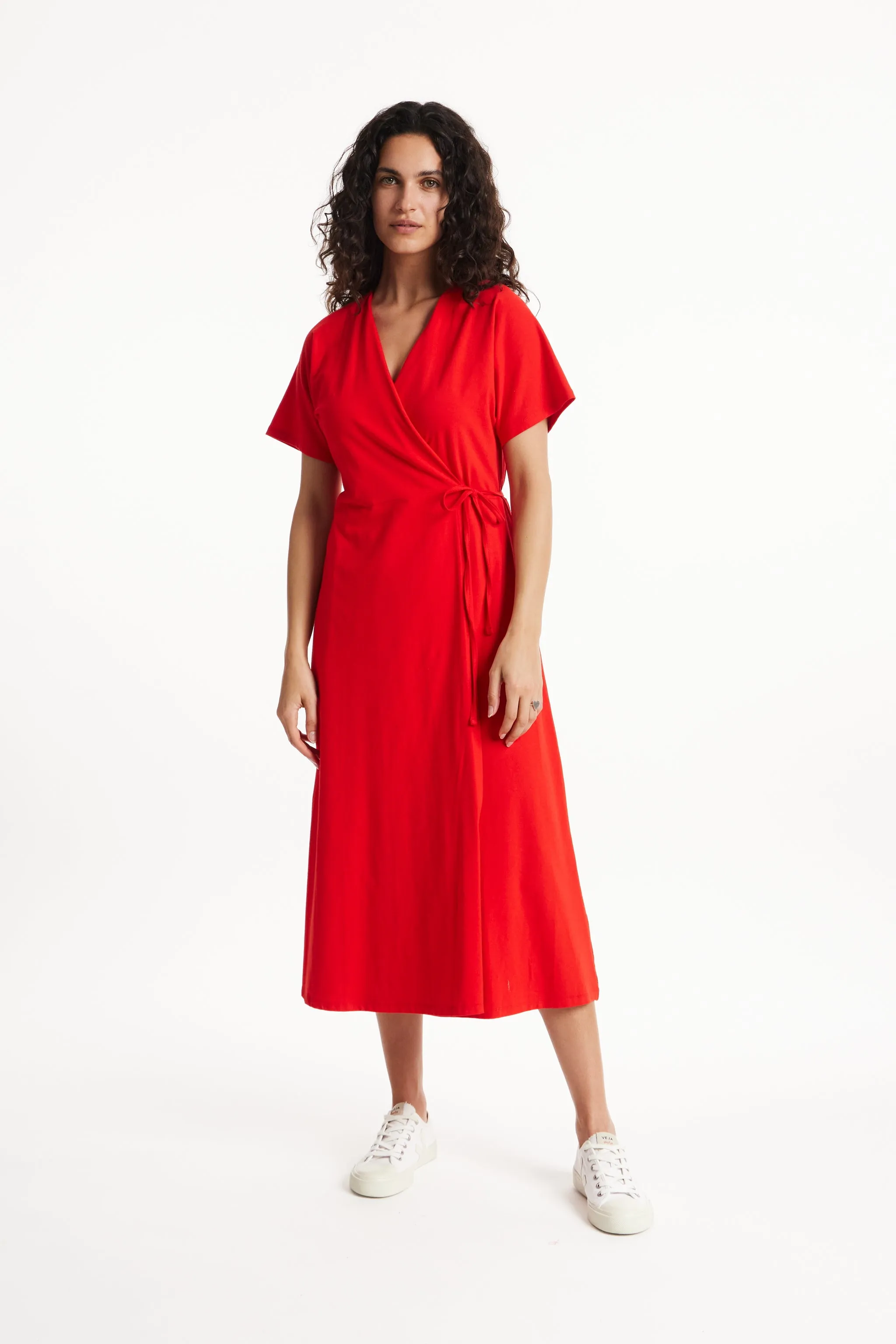 Leora Wrap Dress in Red