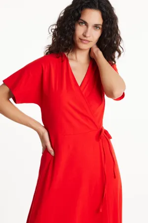 Leora Wrap Dress in Red