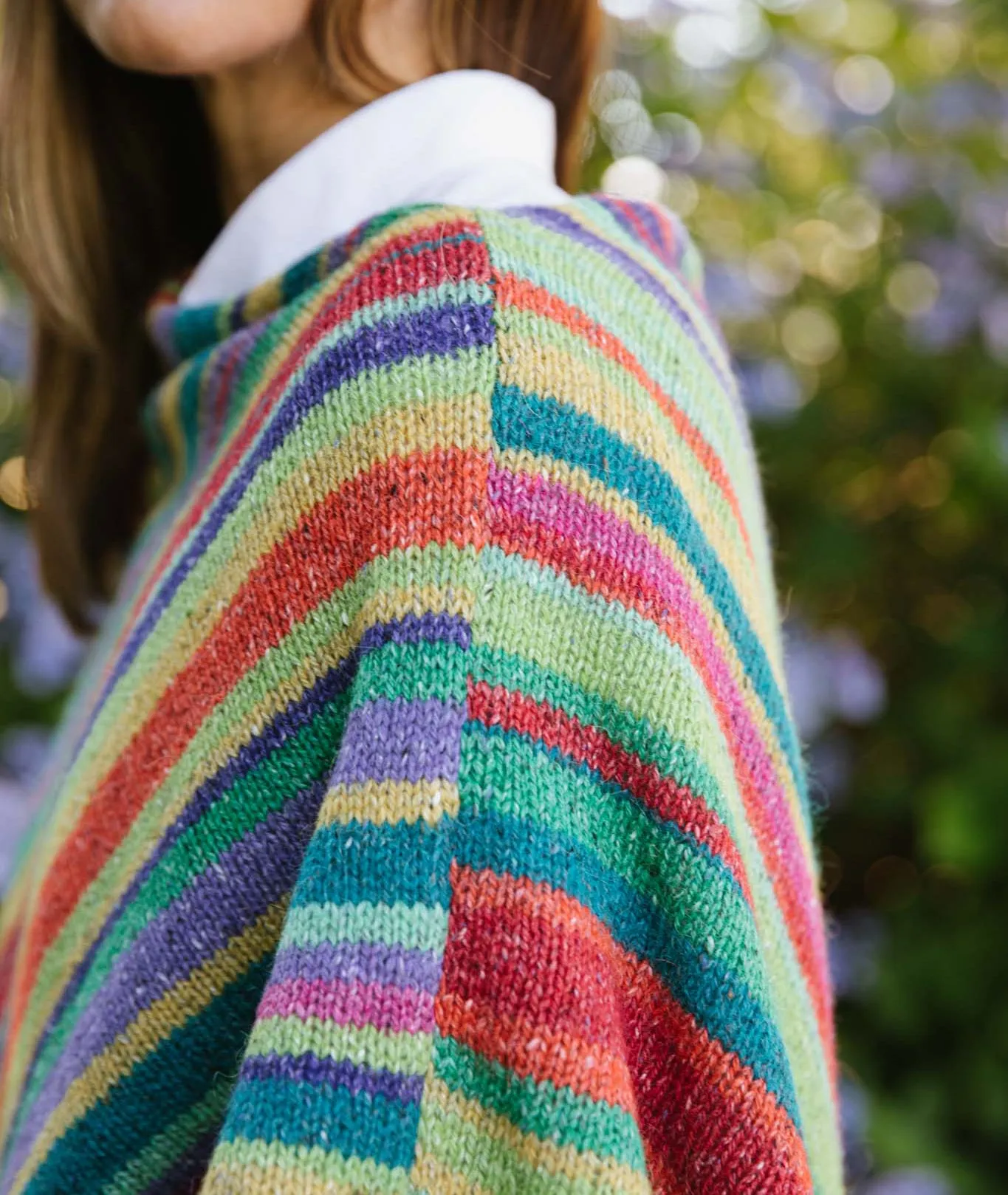 Lucky Striped Poncho: In 6 or 10 Colors Using Rowan Felted Tweed