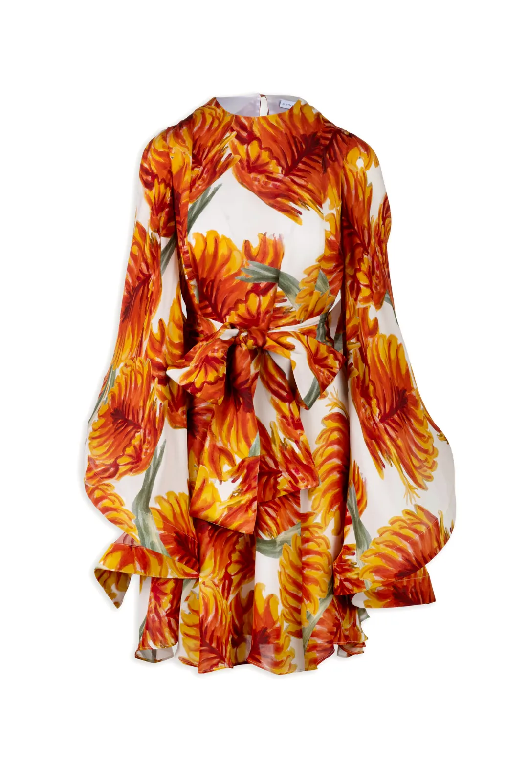 Mary Silk Dress in Fire Palm