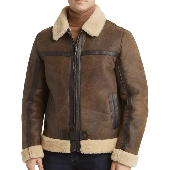 Men's Brown Sheepskin Leather Jacket