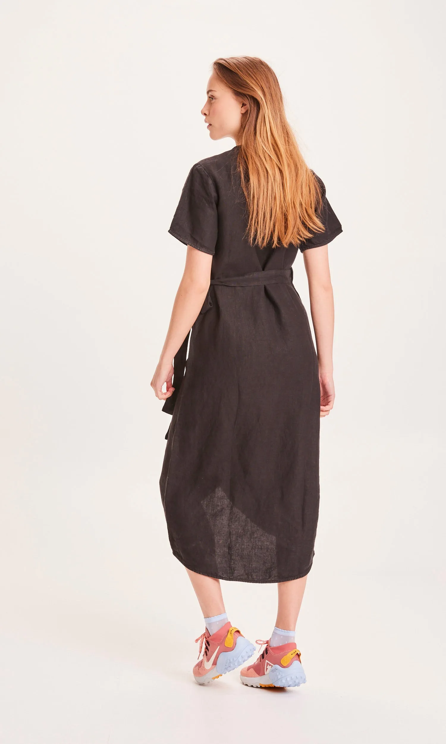 ORCHID linen wrap dress - Black Jet