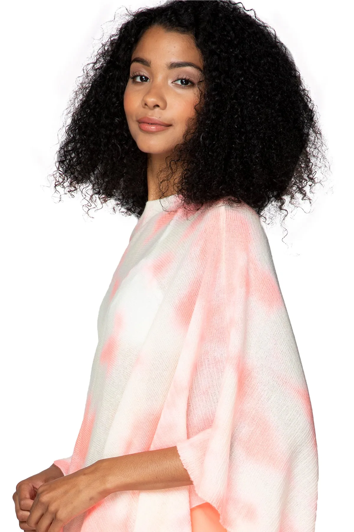 Poolside Poncho Cashmere |  Coral Tie Dye