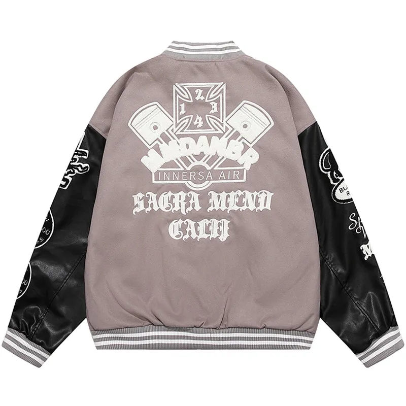 PopFlying Warm Varsity Jacket Flocked Ghost