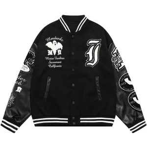 PopFlying Warm Varsity Jacket Flocked Ghost