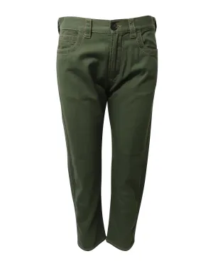 Prada Retro Contrast Stitch Loose Fit Pants in Green Cotton