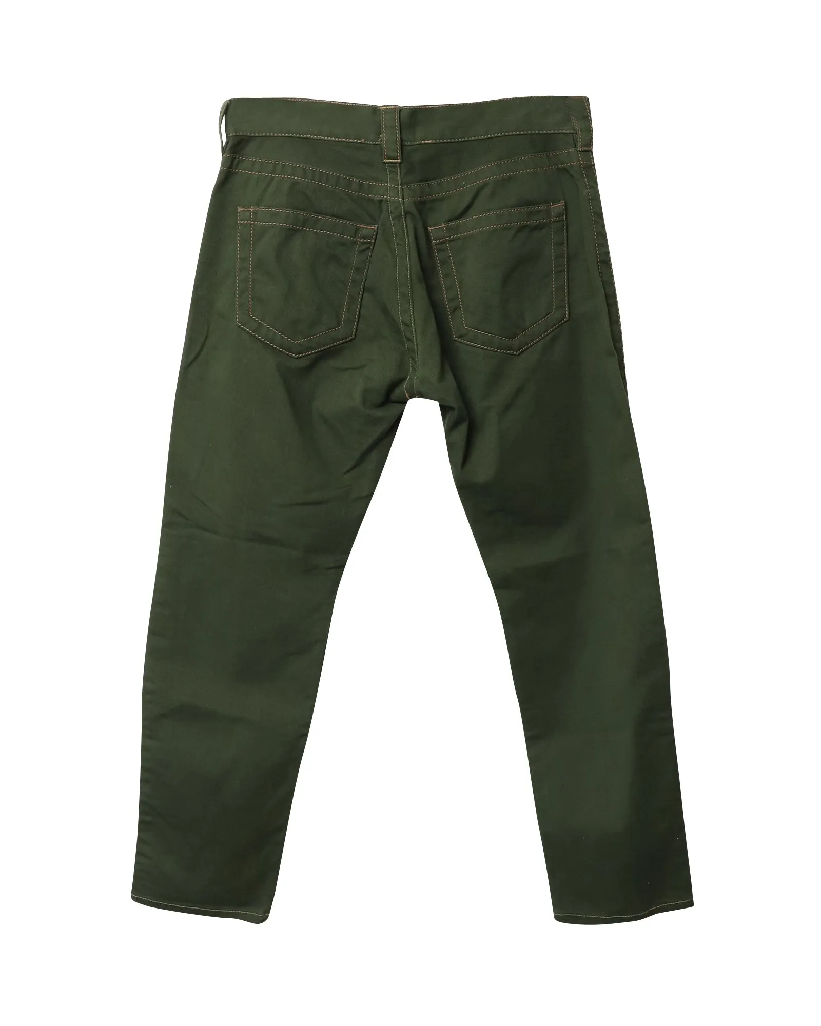 Prada Retro Contrast Stitch Loose Fit Pants in Green Cotton