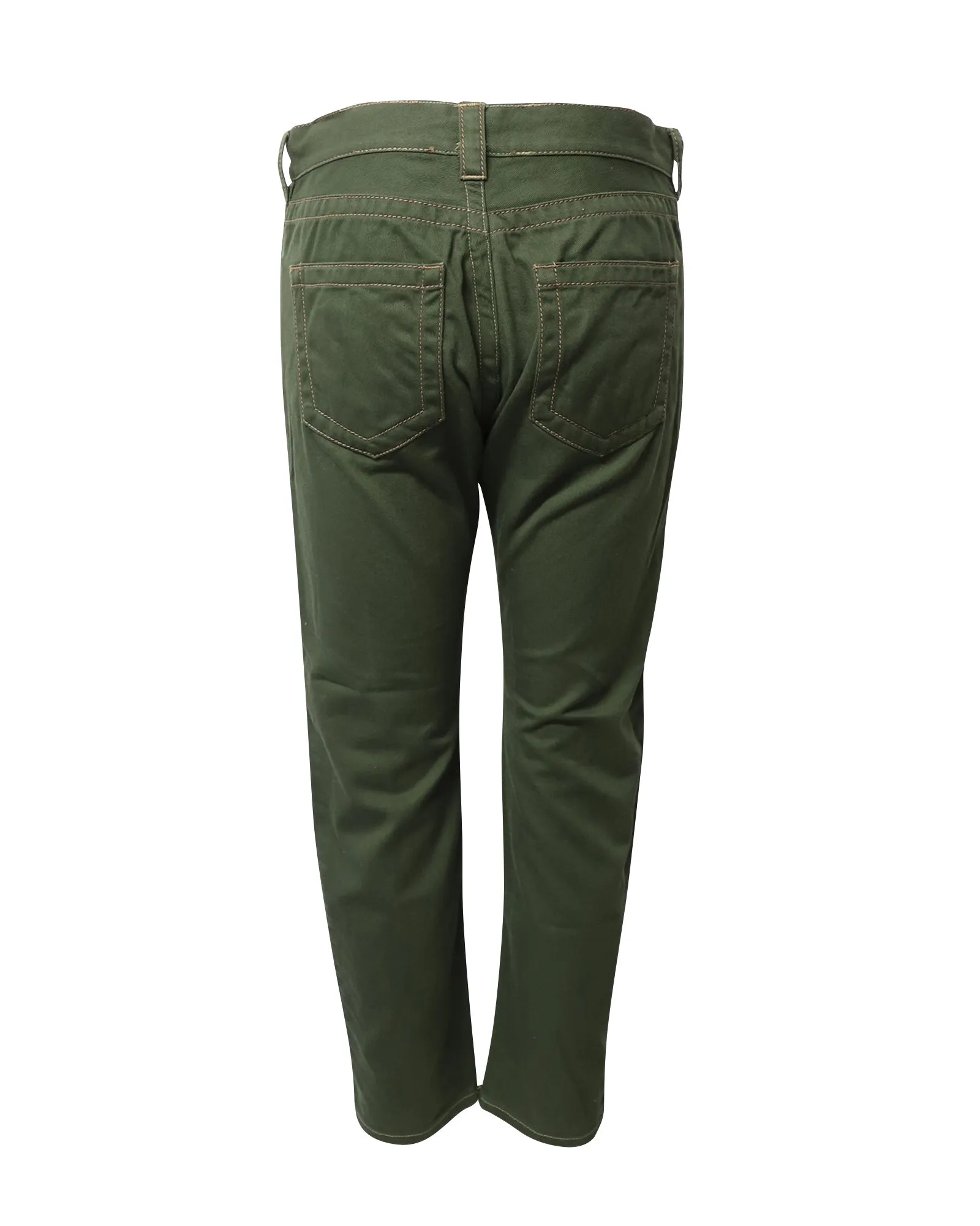 Prada Retro Contrast Stitch Loose Fit Pants in Green Cotton