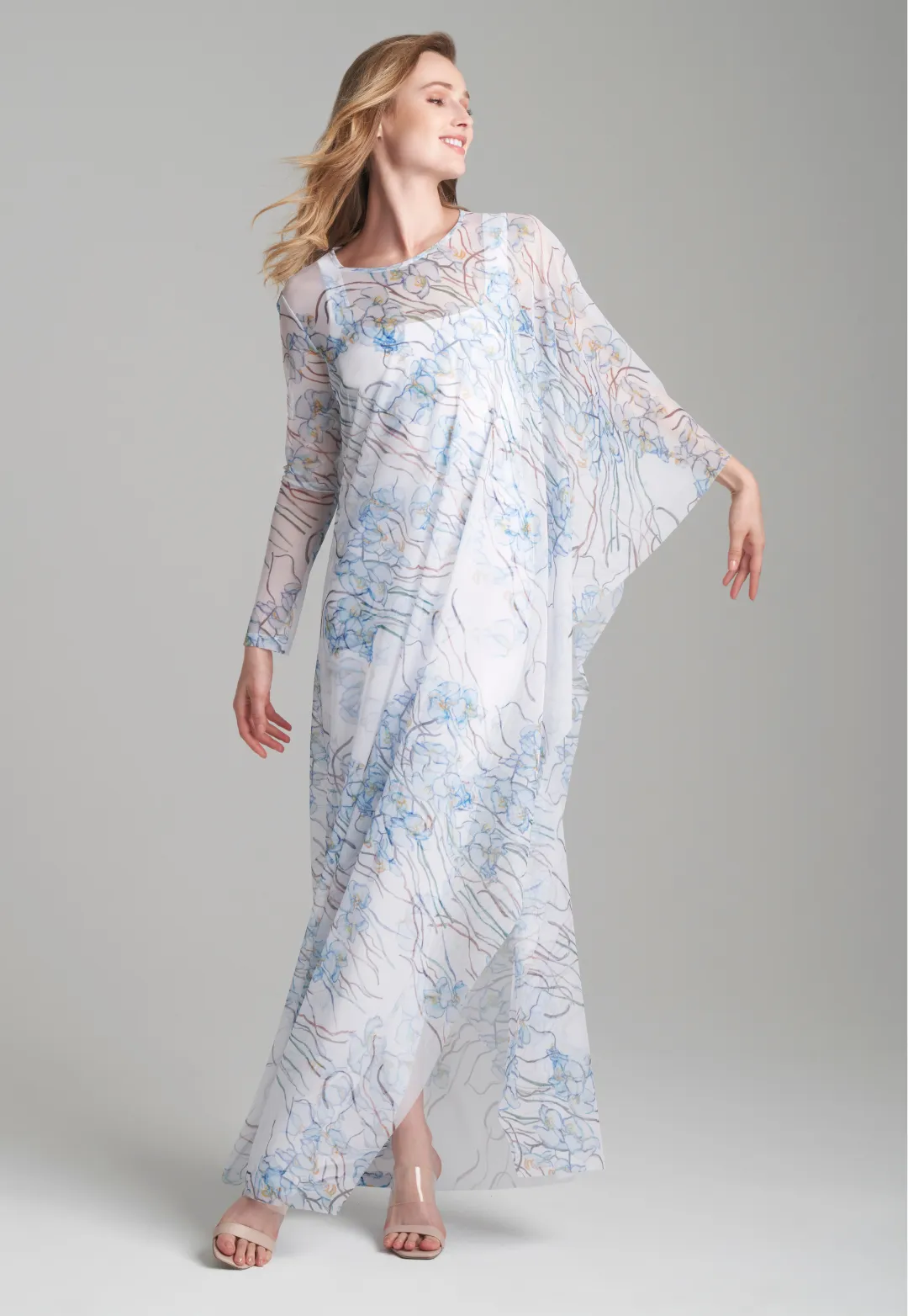 Rachel Sheer Mesh Poncho in Dancing Orchid