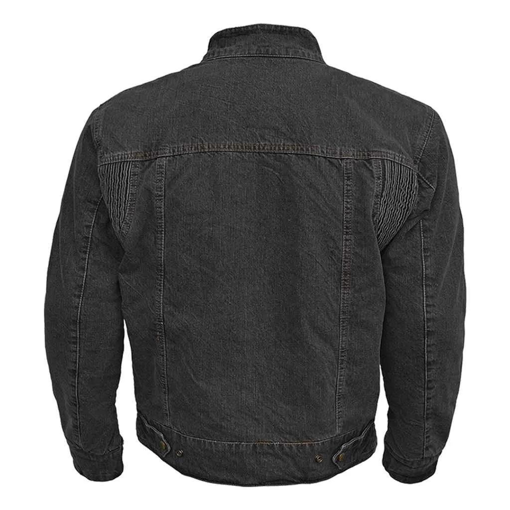 RIDERACT® Men's Motorcycle Riding Denim Reinforced Jacket Road Rush Black