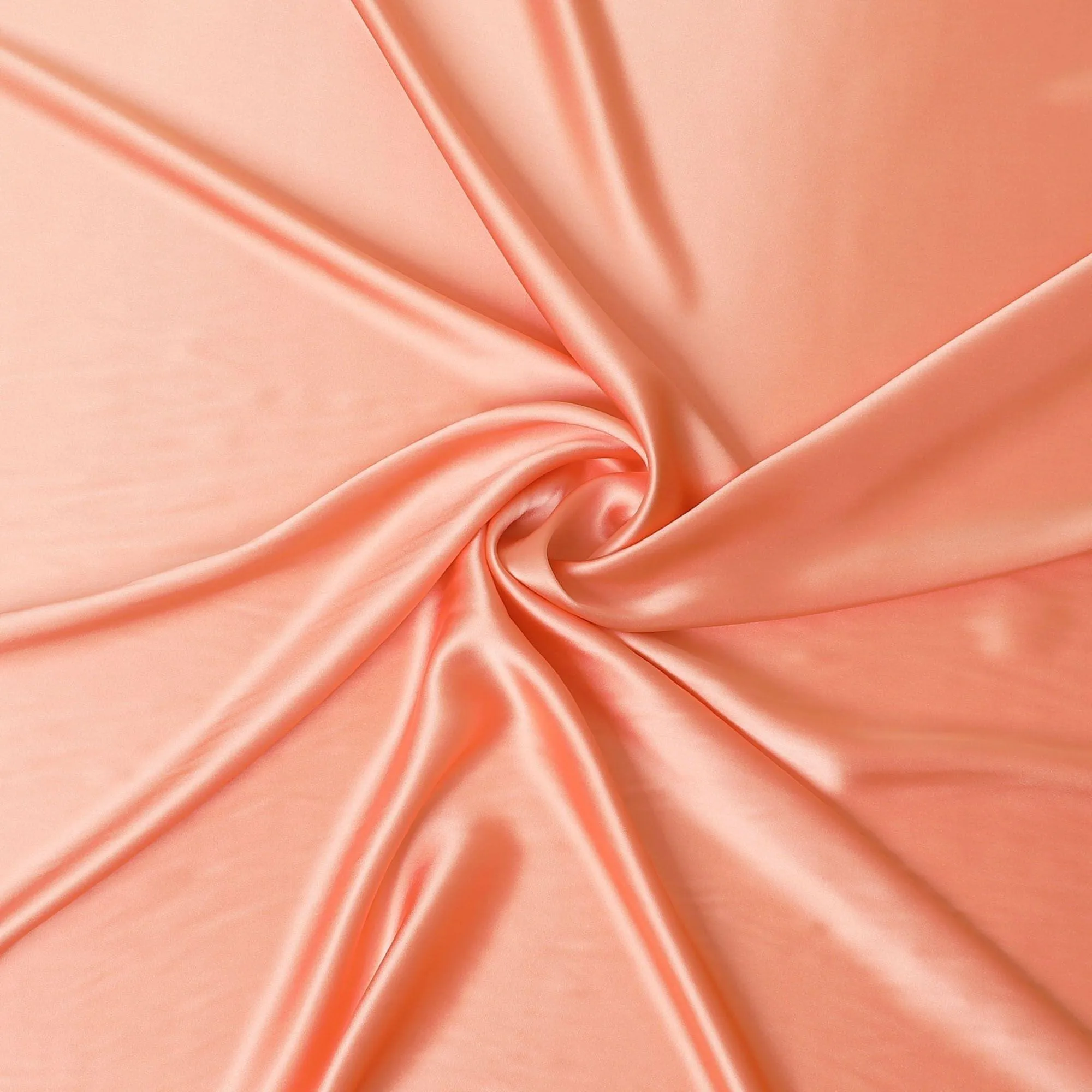 Salmon orange plain 100% Pure silk satin fabric-D9311