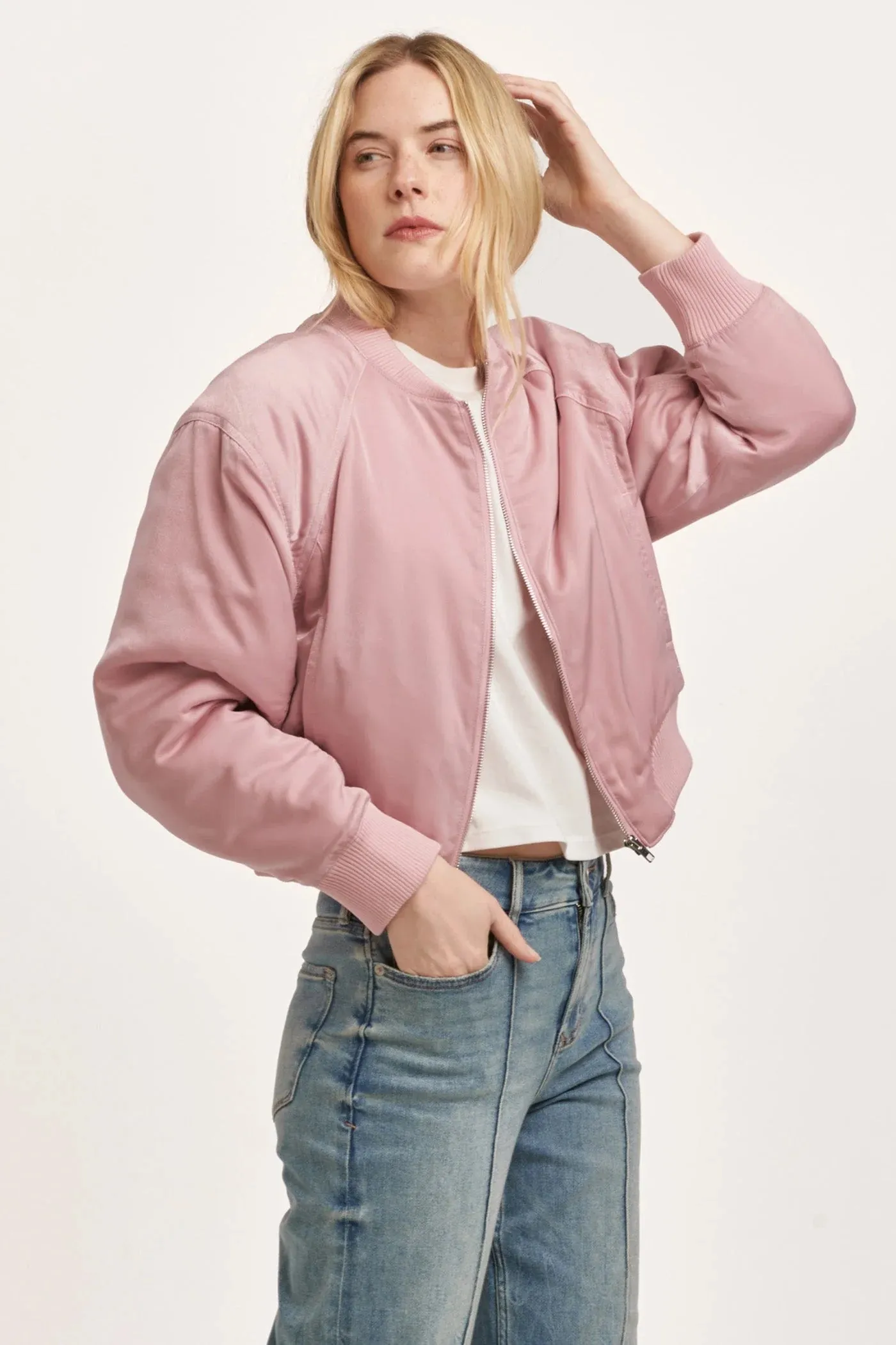 Samaria Satin Bomber Jacket