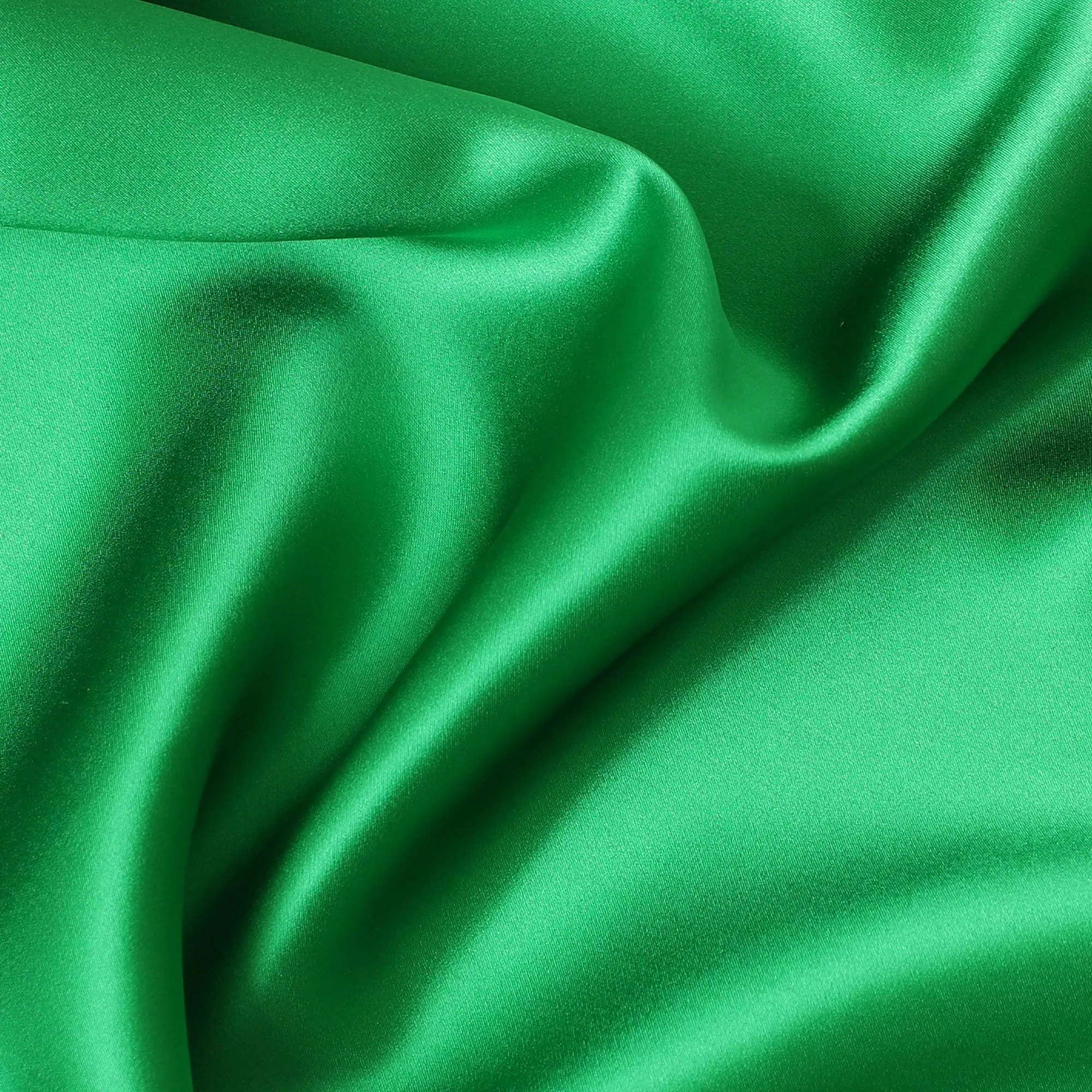 Sharmock green plain 100% Pure silk satin fabric-D9312