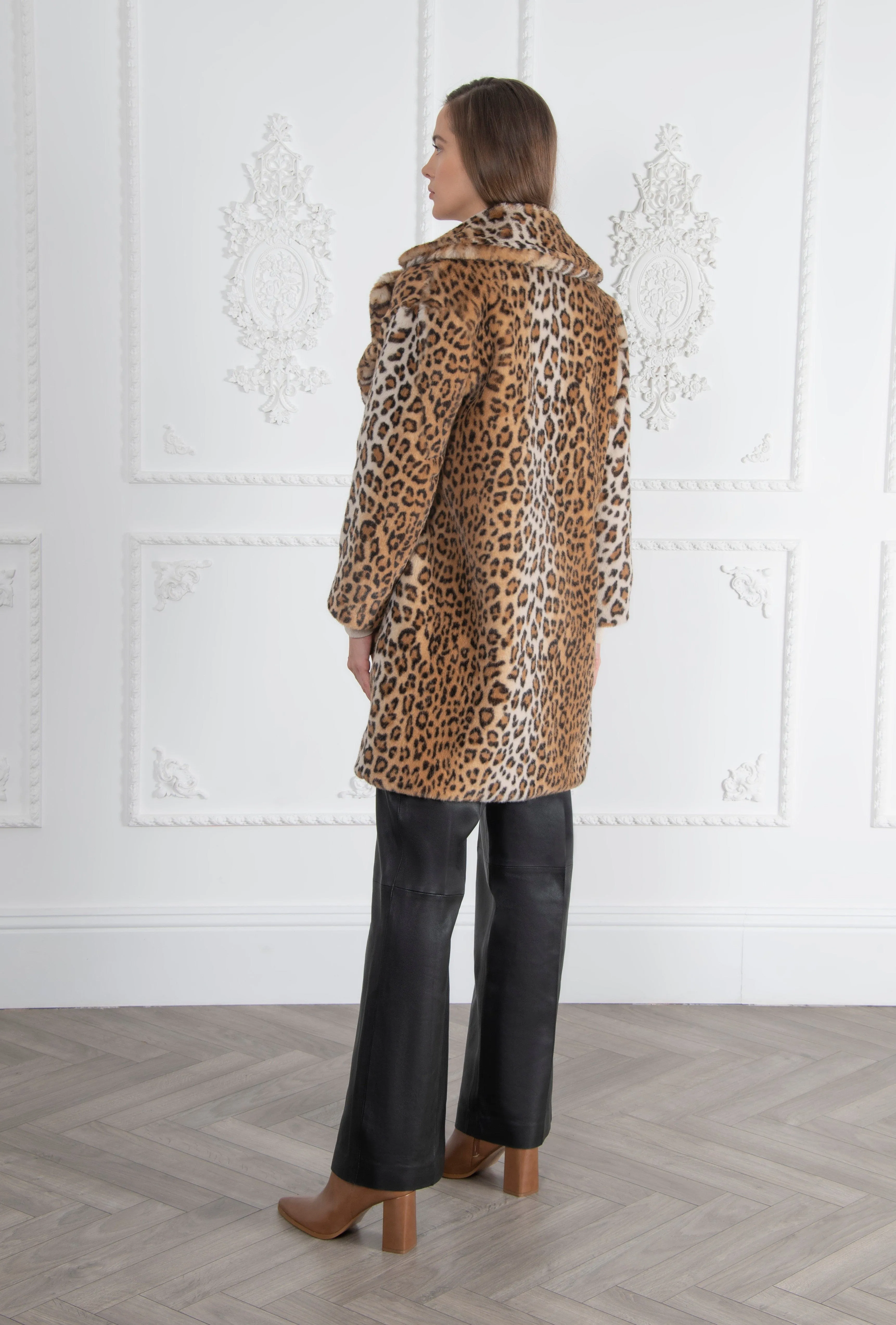 Signature Loretta Recycled Vegan Faux Fur Coat | Leopard