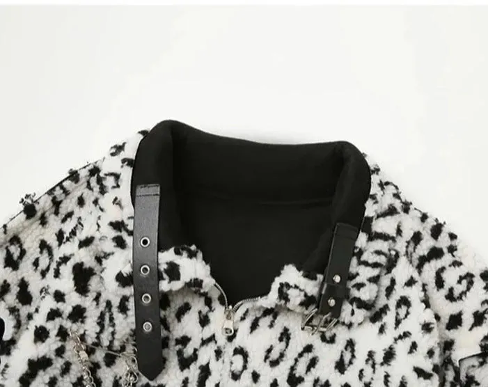 Siobhan Reversible Leopard Faux Fur Biker Jacket