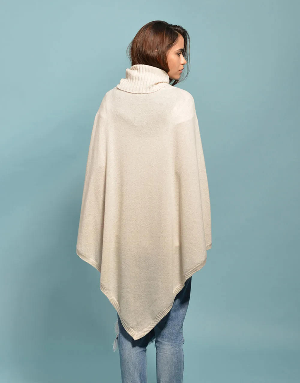 The Ribbed Cowl Poncho in Dune