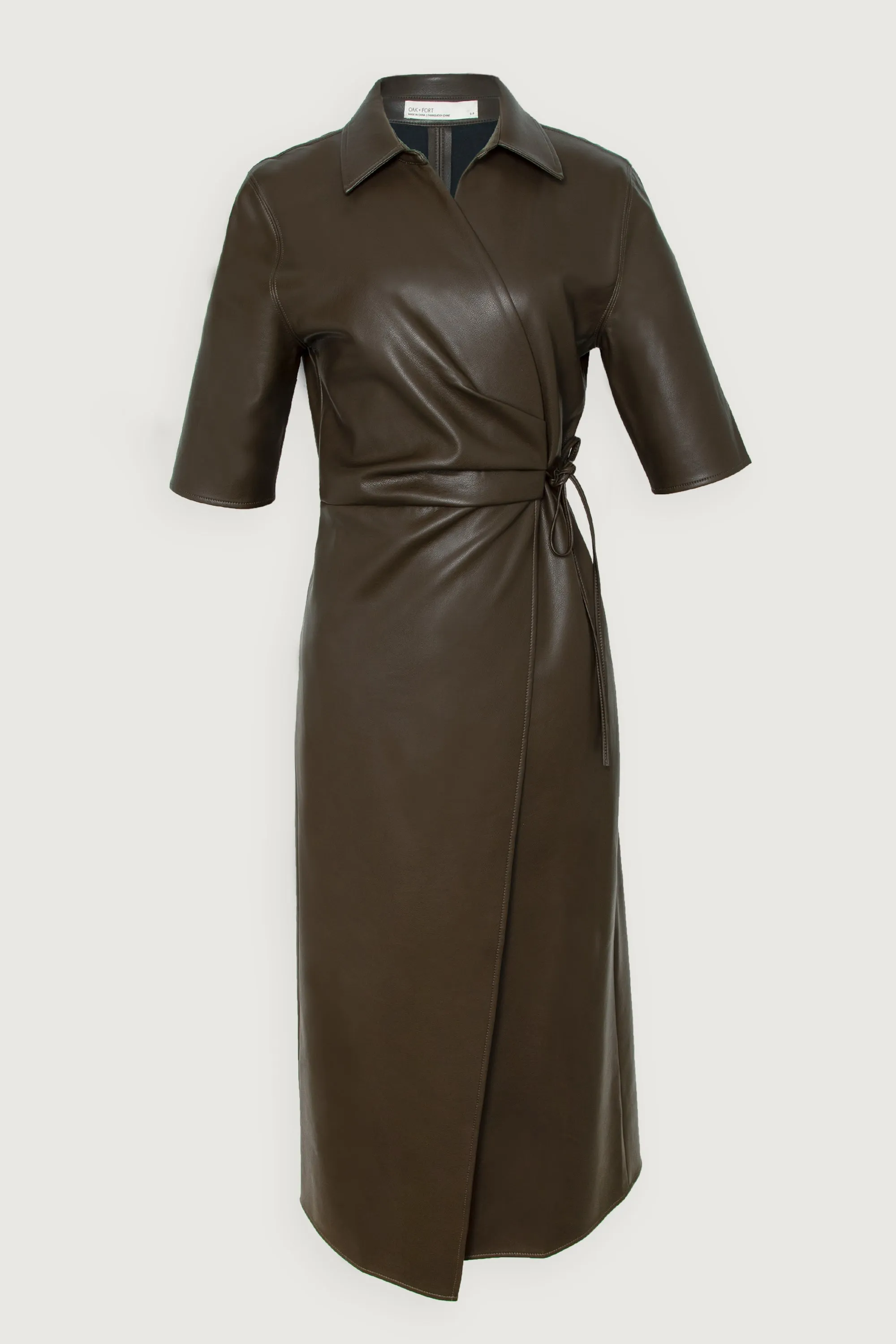 VEGAN LEATHER WRAP DRESS