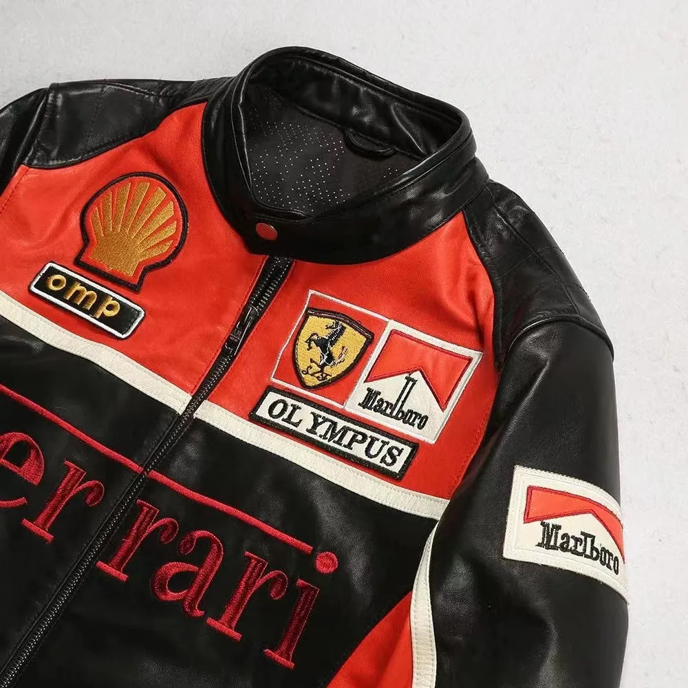 Vintage Ferrari Leather Motorcycle Jacket